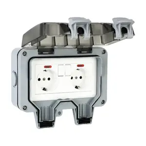 factory supply 2way 16A German EU UK US switch box outdoor waterproof switch socket box