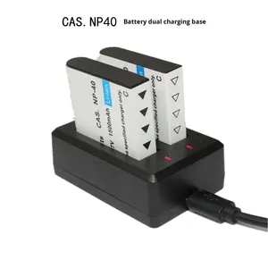 Base de charge USB à 2 emplacements Chargeur double Dock pour batterie Li-ion Casio NP40 Compatible avec les appareils photo EX-Z200 Z700 Z750 <span class=keywords><strong>Z850</strong></span> Z1050 - Product Image 3