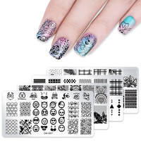 Kit d'estampage de plaques d'art d'ongle, modèle d'ongle personnalisé avec vernis en Gel