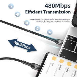 <strong>PD</strong> <strong>60W</strong> 3A High Speed Full Function Fast Charging Soft Braided Durable Data Cable Type C to Type C - Product Image 6