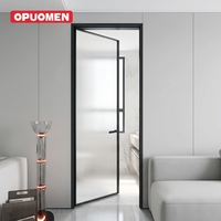 Pintu Kamar Mandi Aluminium Kaca Sandblast Tahan Air Modern Privasi Tinggi Permukaan Finishing untuk Apartemen Hotel Villa (Dapat Disesuaikan)