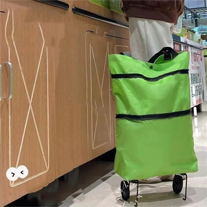 Portable Grocery Shopping Cart Small Pull Cart for Home Use Folding Back Bag Shopping <b>Trolley</b> Light With Wheels for Home Use - Product Image 2