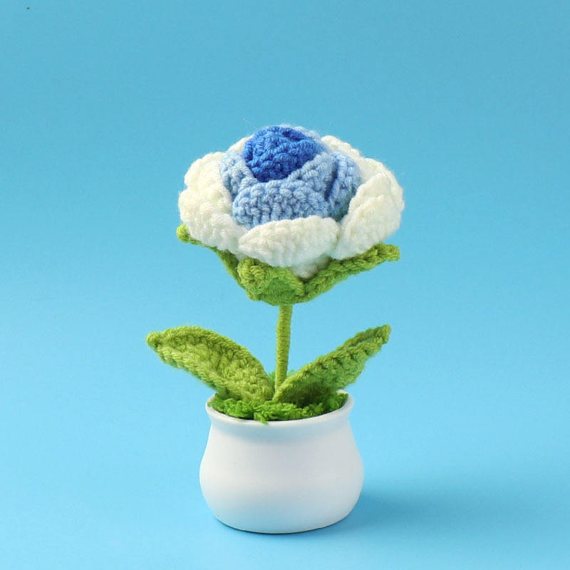 Petite plante en pot rose bleue (grande taille)