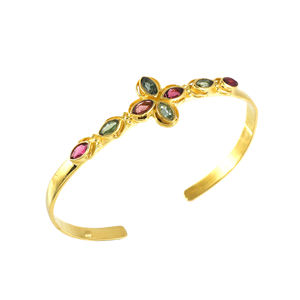 Low Price Sale Sterling <b>Silver</b> Gold Plated Beaded Tourmaline Charm Bracelet for <b>Women</b> Party Occasion - Product Image 1