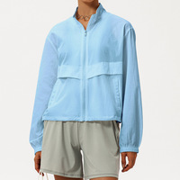 Veste coupe-vent décontractée pour femme, idéale pour le yoga, la course et le fitness, avec fermeture éclair et col montant