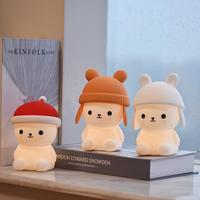 Lampada Notturna per Bambini a Forma di Coniglietto, Portatile, per Camera da Letto, Animale Cartoon, Personalizzabile, Carina, in Silicone, con Sensore Touch