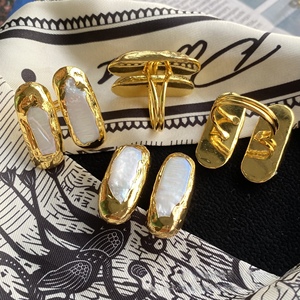 <span class=keywords><strong>Bague</strong></span> A778 plaquée <span class=keywords><strong>or</strong></span> de luxe, double perle <span class=keywords><strong>d</strong></span>'eau douce naturelle, pour femmes et hommes, vente en gros - Product Image 3