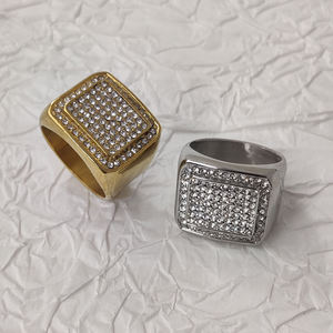 Grosir Cincin Hip Hop Punk baru tren <span class=keywords><strong>Titanium</strong></span> 18K berlapis emas berlian penuh baja tahan karat pria cincin kustom MRD015 - Product Image 4