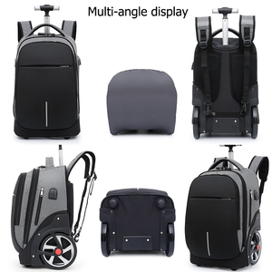 Sac à dos à roulettes géométrique en tissu Oxford à grande roue, sac de voyage, sac d'affaires, sac d'école, sac à roulettes pour ordinateur portable - Product Image 6