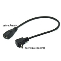 Kabel Ekstensi Adaptor Konverter Mikro Pria Ke Mikro Usb 2.0 Wanita 90 Derajat