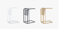 Vente en gros Canapé en bout de verre rectangulaire en métal doré Tables basses d'appoint Jardin Intérieur