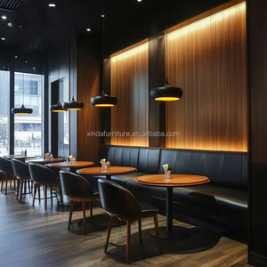 Style Industriel <span class=keywords><strong>Vintage</strong></span> Bistro BBQ Restaurant Banc Cafétéria Meubles Haut Dossier Cuir Bouton Canapé Cabine Sièges pour Bars - Product Image 4