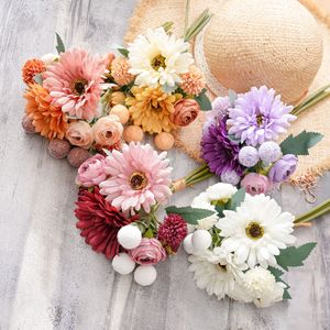 ดอกเจอร์เบอร์ราประดิษฐ์ CallaFloral ก้านเดี่ยว สีเหลือง สีแดงไวน์ สีส้ม สีขาวนม สีม่วง สำหรับตกแต่งภายใน - Product Image 1