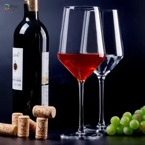 Sıcak toptan 11.6-19.5oz bordo kristal şarap kadehi ve el kesme kristal şarap kadehi ve kristal cam kırmızı şarap şişesi