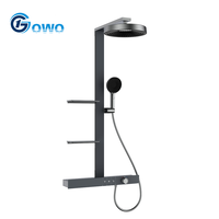 Élégant support gris de pistolet luxueux et luxueux clavier de piano durable ensemble de douche en laiton pour salle de bain et douche en alliage d'aluminium