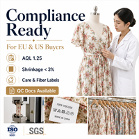 Robe en viscose à imprimé floral de qualité supérieure pour les marchés UE et US, conforme à la norme AATCC 135, rétrécissement inférieur à 3 %, pack technique personnalisé OEM ODM