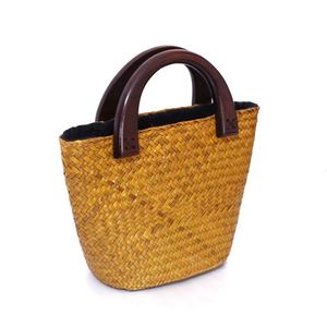 Nuevo Bolso de Paja Retro para Viaje y Playa, Hecho a Mano, para Mujer, con Asa de Madera - Product Image 5