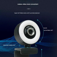 Nouvelle conception de webcam HD 1080P avec microphone et anneau lumineux pour ordinateur