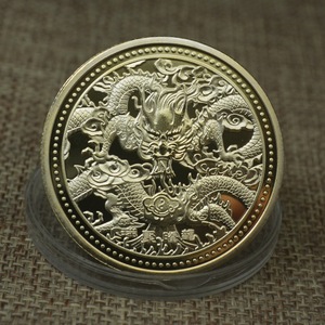 Medaglia di moneta commemorativa placcata in oro anno cinese del <span class=keywords><strong>drago</strong></span> - Product Image 1