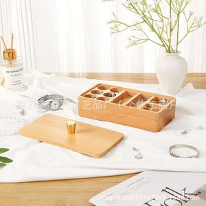 Wooden <b>Jewelry</b> Box Rectangle With Lid Multi Compartment For Storage <b>Organizing</b> Accessories Gift Packaging - Product Image 1