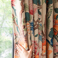 Rideaux occultants doubles en jacquard floral américain vintage avec motifs d'oiseaux pour salon et chambre à coucher – Vente en gros