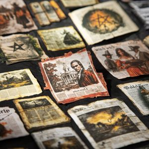 20 Hojas de Pegatinas Decorativas Temáticas de Periódico Oscuro de la Serie Sorceress's Gazette, Troqueladas y Autoadhesivas para Decoración Tradicional Festiva - Product Image 3