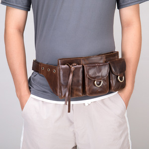 <span class=keywords><strong>Borsa</strong></span> a tracolla da uomo in vera pelle vintage, stile europeo-americano, in pelle bovina pieno fiore, marsupio da cintura per telefono - Product Image 1