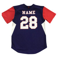 Camiseta de Béisbol al por Mayor para Jóvenes, Diseño Exclusivo, Unisex, de Poliéster, con Malla, Azul Marino y Rojo, para Niños, con 2 Botones