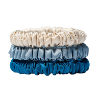 Lot de 4 chouchous pour cheveux en soie de mûrier 100 % pure, faits main, élastiques, sans dommage, blanc pur, en coffret