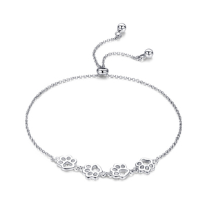 Bracelet chaîne plaqué argent avec breloques en forme de patte, bijoux unisexes à la mode, cadeau - Product Image 1