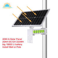 Sistema de Energía Solar Compatible con Hikvision Dahua, Panel Monocristalino de 40W-240W, Batería de Litio de 20Ah 222WH, Salida de CC de 12V 24V 48V, Kit de Energía Solar