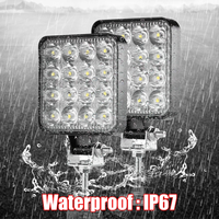 Barre lumineuse de travail LED 4 pouces 12V 48W Blanc Rouge Bleu Ambre Carré Lampe de travail pour camion SUV Extérieur Nuit Conduite Phares antibrouillard pour route