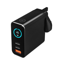 Chargeur USB-C de mur de palladium de voyage de 45W GaN avec l'affichage d'écran de TFT pour Iphone 17
