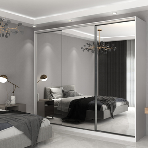Garde-robe moderne avec portes miroir: zones de rangement intégrées, espaces de suspension ouverts, tiroirs, <span class=keywords><strong>dressing</strong></span> organisé - Product Image 2