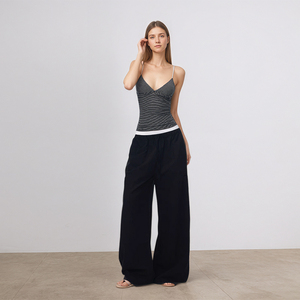 OEM ODM <strong>Women's</strong> <strong>Tank</strong> <strong>Top</strong> 100% Cotton Breathable Summer New Arrival V Neck Striped <strong>T</strong> <strong>Shirt</strong> Cropped Slim Fit Sexy Sleeveless <strong>Top</strong> - Product Image 2