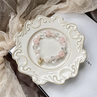 Bracelet cristal rose naturel, vente en gros, perles en acier inoxydable, cristal rose, irrégulier, vente en gros
