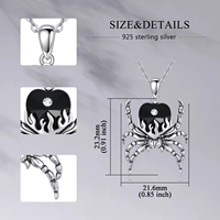 Bijoux sur le thème gothique Collier pendentif araignée en cristal noir oxydé en argent sterling 925