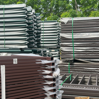 Panneau de clôture à piquets hauts à sommet plat de 8 pieds en acier galvanisé thermolaqué, durable, antirouille, écologique, anti-UV