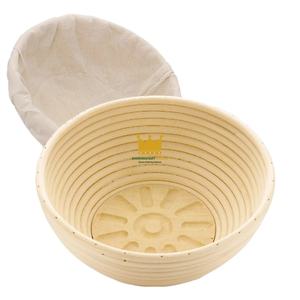 Cesta de fermentación de ratán natural hecha a mano para pan de masa madre, Brotform redondo con forro de lino, ecológico - Product Image 2