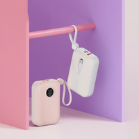 Mini batterie externe compacte en PVC certifiée 3C, 10000 mAh, charge rapide 22,5 W avec câble, compatible iPhone 17, idéale pour les voyages en avion
