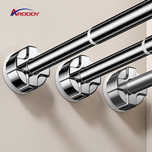 ARODDY Tringle à <span class=keywords><strong>rideau</strong></span> <span class=keywords><strong>de</strong></span> bain à tension réglable en acier inoxydable 35-63 pouces argent avec embouts Tringle à <span class=keywords><strong>rideau</strong></span> et embouts en métal bon marché - Product Image 1