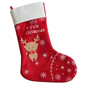 للبيع بالجملة ، جوارب عيد الميلاد الأول ، من اللباد الأحمر للأطفال