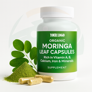 Complément alimentaire de marque privée 100% pur Moringa 60 capsules Extrait de feuilles de Moringa en capsules pour l'énergie et le métabolisme - Product Image 1
