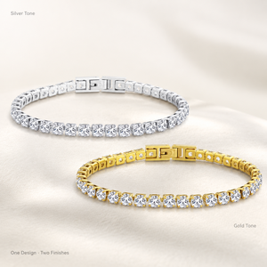 Pulsera de Tenis de Acero Inoxidable Chapada en Oro de 18K, Estilo Vintage, con Doble Cierre de Seguridad y Diamantes Incrustados, Regalo Ideal - Product Image 4