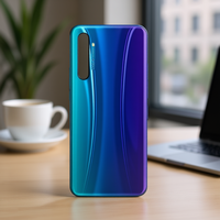 Étui de téléphone portable Oppo Realme X2, design dégradé bleu perle, TPU+PC, antichoc, finition miroir, sans support