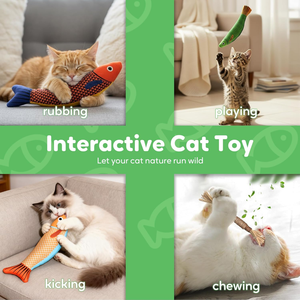 Nouveaux jouets à la menthe poivrée 2026 pour chatons, jouets interactifs en forme de poisson Saury, jouets à mâcher et à frémousser, jouets de dentition doux et durables pour toutes les races - Product Image 4