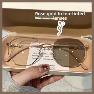 LG53 แว่นตาป้องกันแสงสีฟ้าแบบโฟโตโครมิก กรอบแว่นสายตาสั้นสำหรับนักเรียนทันสมัย; โลหะขอบเต็มแบบอเนกประสงค์สำหรับทุกเพศทุกวัย ดูดีมีระดับ - Product Image 3
