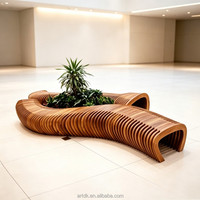 Banc de salon Y527 en bois massif sculpté, design moderne et épuré, siège d'attente pour hall, galerie, espace public commercial