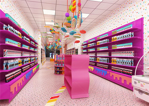 Tùy Chỉnh Đầy Màu Sắc Bánh Kẹo Hiển Thị Giá Kệ bespoke Kẹo Cửa Hàng Thiết Kế Nội Thất Hiện Đại Kẹo Cửa Hàng Trang Trí - Product Image 5