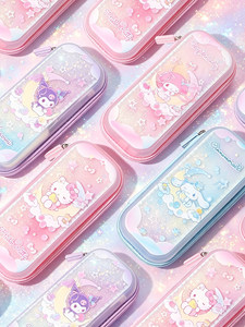 <strong>Sanrio</strong> Genuine Kuromi Quicksand Plastic Closure-Free <strong>Pencil</strong> <strong>Case</strong> Multi-functional School Office Use Student Children Bag - Product Image 4